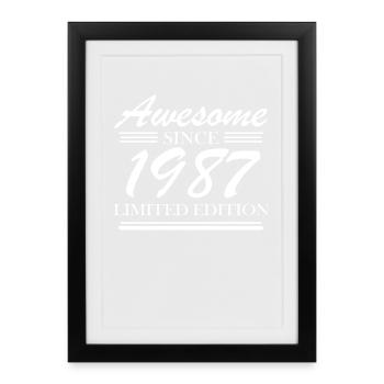 1987 - Né en 1987 - Affiche encadrée (27 × 37 cm) - noir - Devant