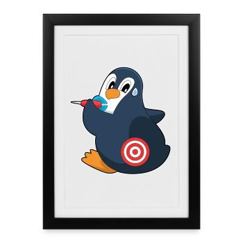 Penguin Dart Dart Dartboard - Affiche encadrée (27 × 37 cm) - noir - Devant