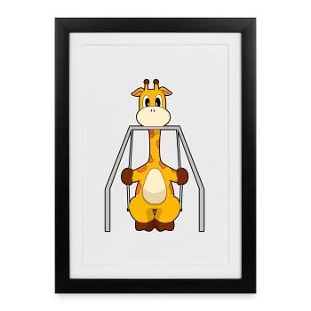 Balançoire girafe - Affiche encadrée (27 × 37 cm) - noir - Devant