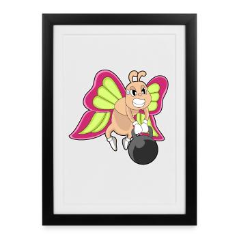 Butterfly Bodybuilder Dumbbell Bodybuilding - Framed poster (27 × 37 cm) - black - Front
