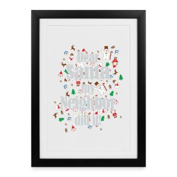 Funny "Dear Santa my Neighbor did it" saying - Framed poster (27 × 37 cm) - black - Front