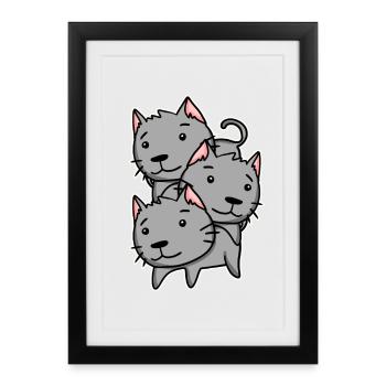 Chats mignons - Affiche encadrée (27 × 37 cm) - noir - Devant