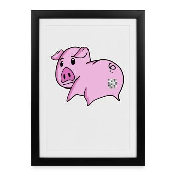 Pig Ass - Pig Butt - Framed poster (27 × 37 cm) - black - Front