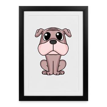 Propriétaire de chien carlin - Affiche encadrée (27 × 37 cm) - noir - Devant