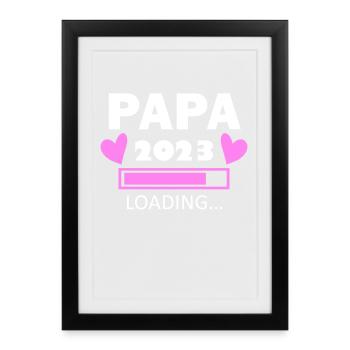 Vater 2023 - Papa 2023 Geschenk Tochter - Gerahmtes Poster (27 × 37 cm) - Schwarz - Vorne