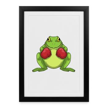 Boxer Grenouille Boxe Gants de Boxe Boxe - Affiche encadrée (27 × 37 cm) - noir - Devant