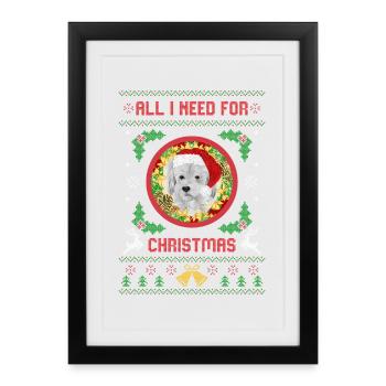 All I Need For Christmas is My Dog Ugly Christmas - Framed poster (27 × 37 cm) - black - Front