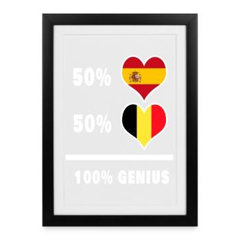 Belgique et Espagne brillant/cadeau - Affiche encadrée (27 × 37 cm) - noir - Devant