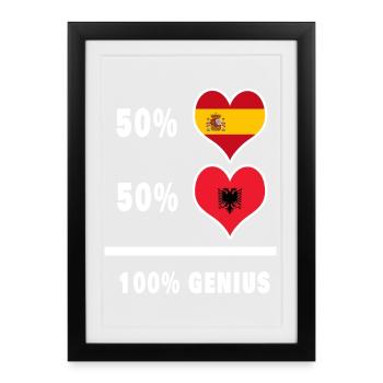 Albanie et Espagne génie / cadeau - Affiche encadrée (27 × 37 cm) - noir - Devant
