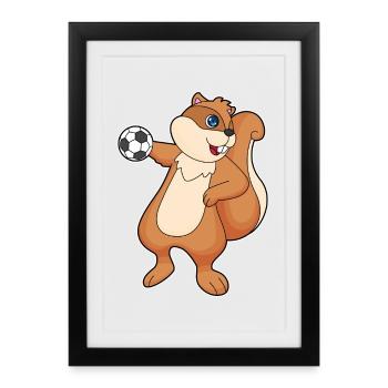 Écureuil Handballeur Handball Handball - Affiche encadrée (27 × 37 cm) - noir - Devant