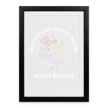 Advocate Love Support Accept Be Kind - Framed poster (27 × 37 cm) - black - Front