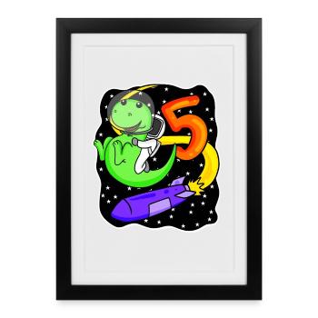 Boy 5 years old - 5th birthday gift - Framed poster (27 × 37 cm) - black - Front