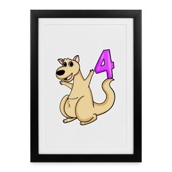 Fille 4 ans cadeau 4ème anniversaire - Affiche encadrée (27 × 37 cm) - noir - Devant