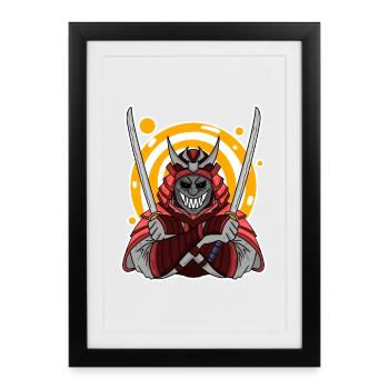 Samurai motif - Framed poster (27 × 37 cm) - black - Front