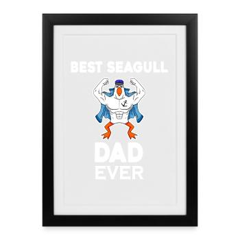 Daddy Daddy North Sea Best Seagull Dad - Framed poster (27 × 37 cm) - black - Front