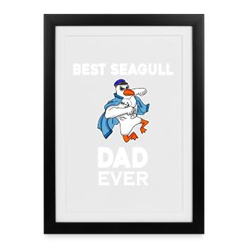 Daddy Daddy North Sea Best Seagull Dad - Framed poster (27 × 37 cm) - black - Front