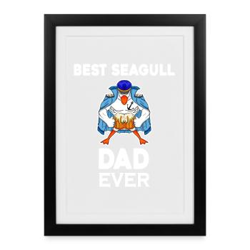 Daddy Daddy North Sea Best Seagull Dad - Framed poster (27 × 37 cm) - black - Front