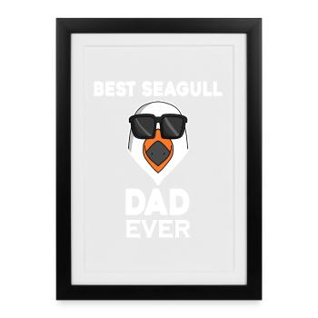 Papa Papa Mer du Nord Meilleur papa Mouette - Affiche encadrée (27 × 37 cm) - noir - Devant