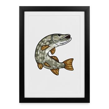 Brochet - Affiche encadrée (27 × 37 cm) - noir - Devant