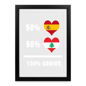 Liban et Espagne génie / cadeau - Affiche encadrée (27 × 37 cm) - noir - Devant