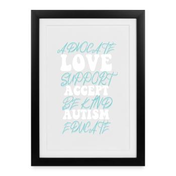 Advocate Love Support Accept Be Kind - Framed poster (27 × 37 cm) - black - Front