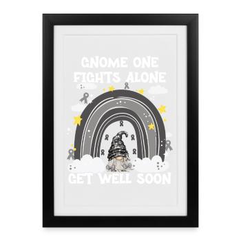 Gnome One combat seul le cancer de la peau - Affiche encadrée (27 × 37 cm) - noir - Devant