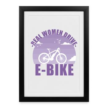E-Bike Bike E Bike Battery Women Gift - Affiche encadrée (27 × 37 cm) - noir - Devant