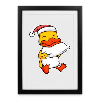 Canard Noël Sommeil Sommeil Sommeil - Affiche encadrée (27 × 37 cm) - noir - Devant