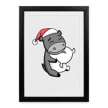 Âne Noël Sommeil Sommeil Sommeil Sommeil - Affiche encadrée (27 × 37 cm) - noir - Devant