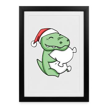 Crocodile Noël Sommeil Sommeil Sommeil Sommeil - Affiche encadrée (27 × 37 cm) - noir - Devant