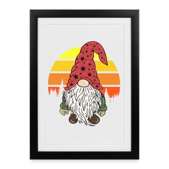 Christmas Dwarf Gnome Vintage - Framed poster (27 × 37 cm) - black - Front