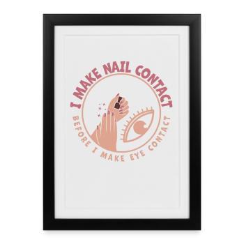 Je fais Nail Contact Nail Tech - Affiche encadrée (27 × 37 cm) - noir - Devant