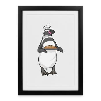 Boulangerie de pain Penguin Baker - Affiche encadrée (27 × 37 cm) - noir - Devant