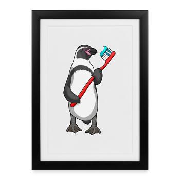 Penguin Toothbrush - Framed poster (27 × 37 cm) - black - Front