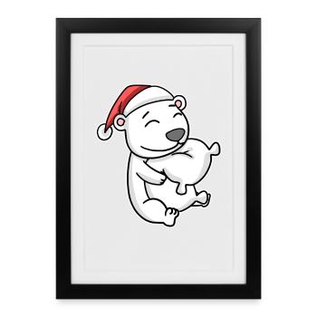 Ours polaire Noël Sommeil Sommeil Sommeil Sommeil - Affiche encadrée (27 × 37 cm) - noir - Devant