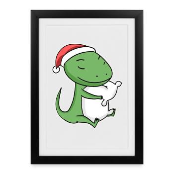 Lézard Noël Sommeil Sommeil Sommeil - Affiche encadrée (27 × 37 cm) - noir - Devant