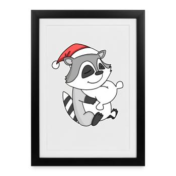 Raton laveur Noël Sommeil Sommeil Sommeil - Affiche encadrée (27 × 37 cm) - noir - Devant