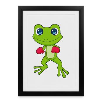 Boxer Grenouille Boxe Gants de Boxe Boxe - Affiche encadrée (27 × 37 cm) - noir - Devant