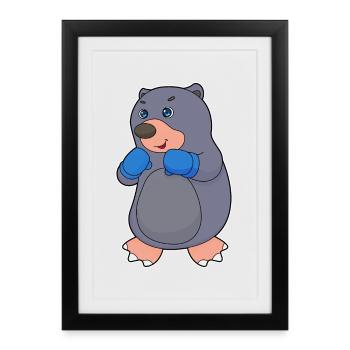 Boxeur Mole Boxer Gants de boxe Boxe Boxe - Affiche encadrée (27 × 37 cm) - noir - Devant