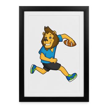 Lion American Football Sports - Framed poster (27 × 37 cm) - black - Front