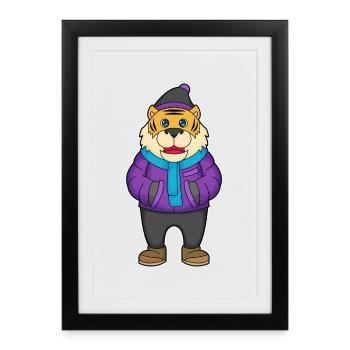 Chapeau d’hiver Écharpe de Tigre - Affiche encadrée (27 × 37 cm) - noir - Devant