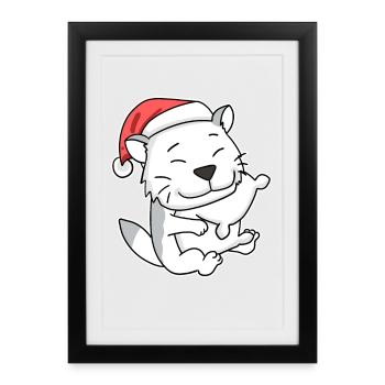 Burmilla Cat Noël Sommeil Fatigué - Affiche encadrée (27 × 37 cm) - noir - Devant