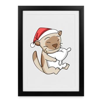 Burmese Cat Christmas Sleep Tired - Framed poster (27 × 37 cm) - black - Front
