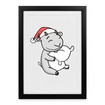 Chèvre Noël Noël Oreiller bébé - Affiche encadrée (27 × 37 cm) - noir - Devant