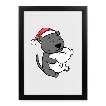 Black Panther Noël Sommeil Sommeil - Affiche encadrée (27 × 37 cm) - noir - Devant