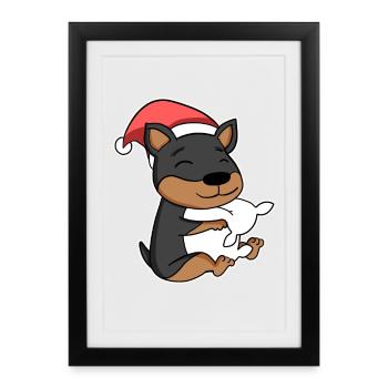 Dog Christmas Sleep Tired pillows - Framed poster (27 × 37 cm) - black - Front