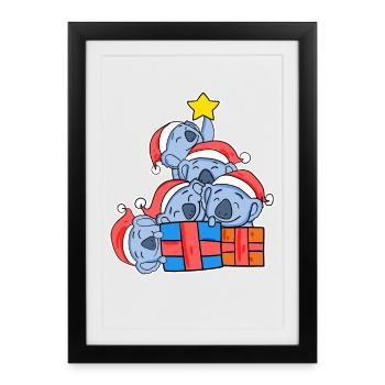 Arbre de Noël Koala - Koalas - Affiche encadrée (27 × 37 cm) - noir - Devant