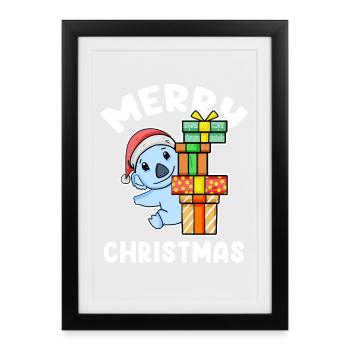 Joyeux Noël Koala avec cadeaux - Affiche encadrée (27 × 37 cm) - noir - Devant