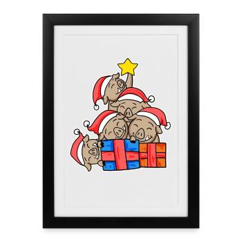 Sanglier Arbre de Noël Sanglier - Affiche encadrée (27 × 37 cm) - noir - Devant