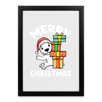 Joyeux Noël Ours polaire Ours polaire - Affiche encadrée (27 × 37 cm) - noir - Devant